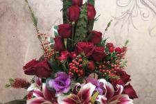 تصویر بند انگشتی سبد گل رز و ارکیده گالری گل نارین